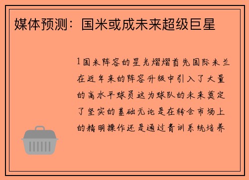 媒体预测：国米或成未来超级巨星